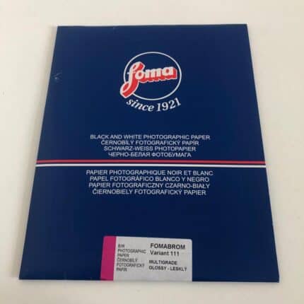 FOMABROM VAR 111 7x9.5" glossy B/W photographic fiber paper pack – 10 sheets for darkroom printing.