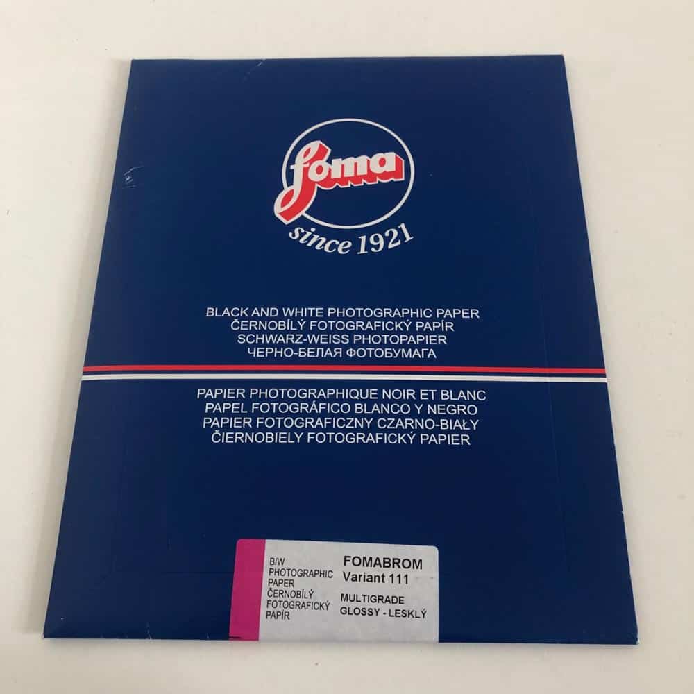 FOMABROM VAR 111 7x9.5" glossy B/W photographic fiber paper pack – 10 sheets for darkroom printing.