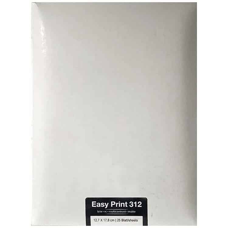 FOTOIMPEX Easy Print RC 312 Pearl B/W Photo Paper 5×7″ (12.7 × 17.8 cm), 25 sheets, variable grade RC paper for darkroom printing.