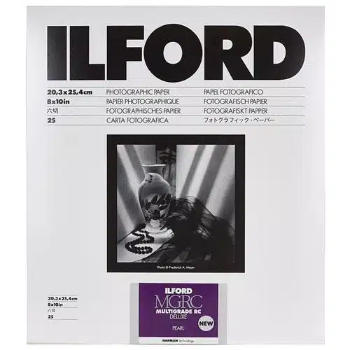 Premium Ilford MGRCDL44M Multigrade RC Deluxe 8x10” photo paper pack – 100 brilliant sheets