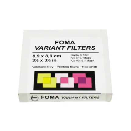 Foma Multigrade Filter Set – 6 premium plastic contrast control filters (8.9x8.9 cm) for black and white darkroom printing.