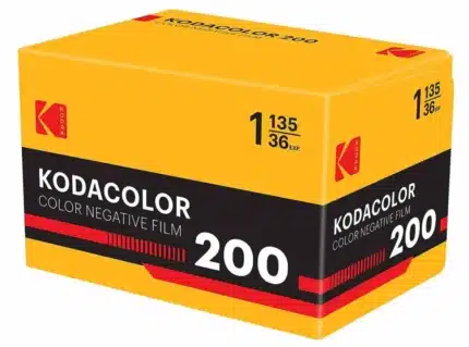 Kodak Kodacolor 200 35mm color negative film box with yellow and black packaging, 36 exposures.